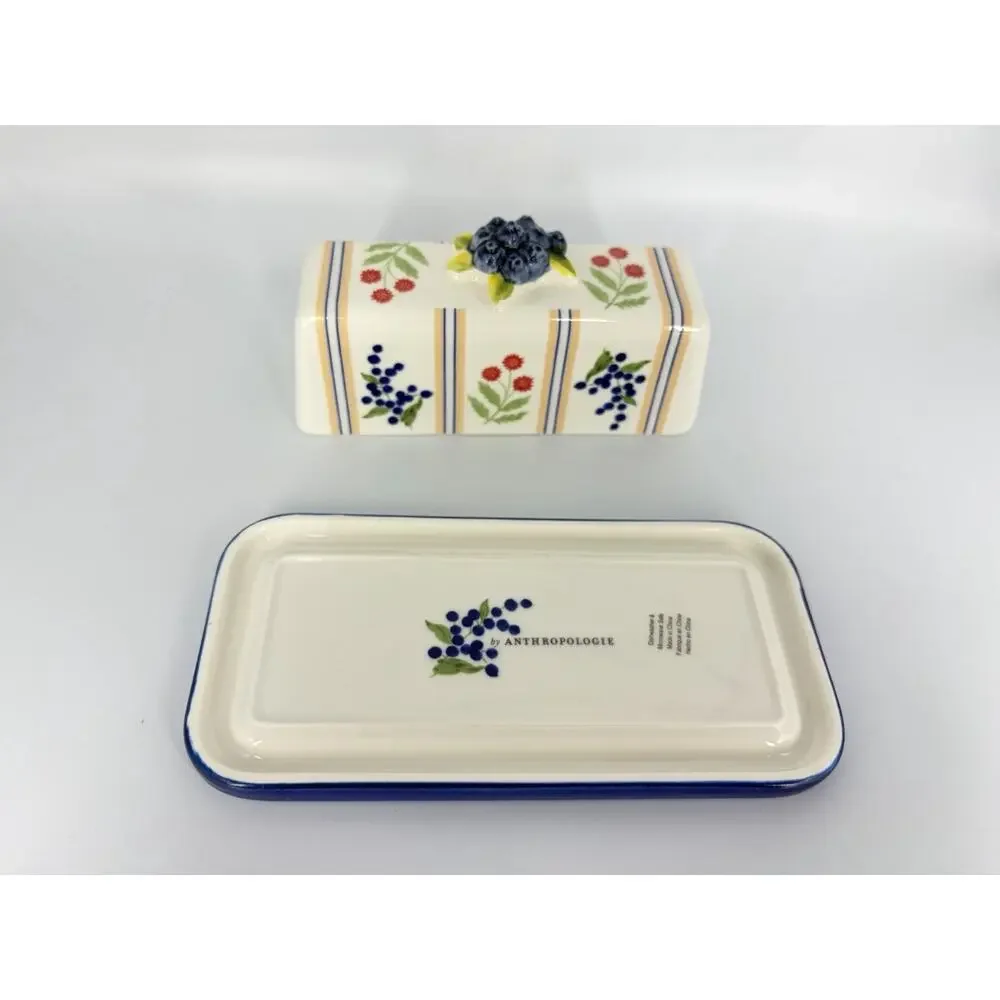 Anthropologie Lou Rota Stoneware Pie Dish Remikens Butter Dish Spoon Rest Set